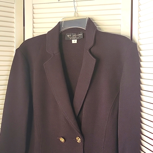 ST JOHN COLLECTION BY MARIE GRAY CHOCOLATE BROWN  DOUBLE BREASTED BLAZER  SZ8 - Picture 2 of 9